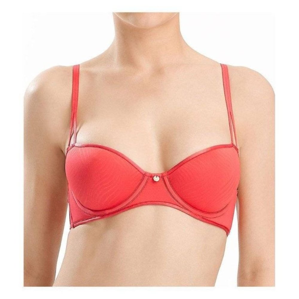 NATORI Bare Touch Contour Demi T-Shirt Underwire Bra #733079 Red 34D NEW